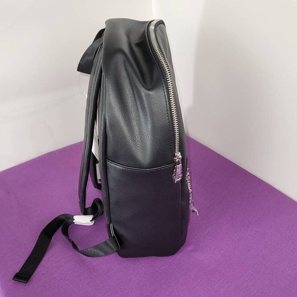 Steve Madden Backpack Black med faux Leather -Front Pockets School, carryon - Picture 3 of 7